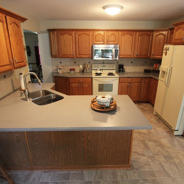 Gray Corian Countertop and Gray Tile Backsplash ~ Wadsworth, OH