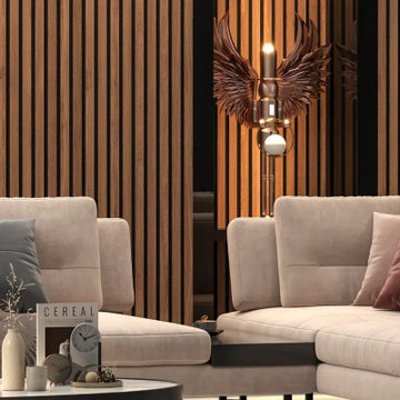 3D Acoustic Slat Walnut Wood Wall Panel - SoundPanel