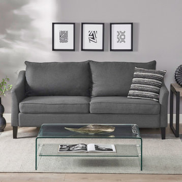 Tess Contemporary Fabric 3 Seater Sofa, Charcoal/Dark Brown