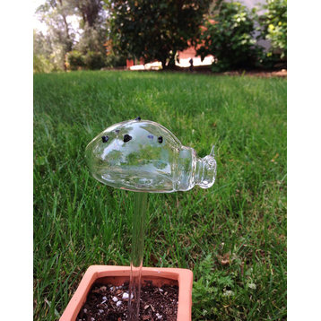 Animal Shaped Hand Blown Clear Glass Self Watering Aqua Globes, Set of 3
