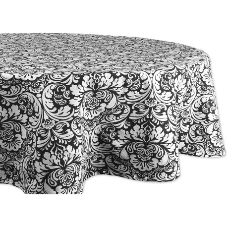 Damask Tablecloth, Black, 70" Round