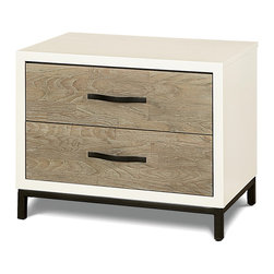 Modern Gray and White 2 Drawers Nightstand - Nightstands And Bedside Tables