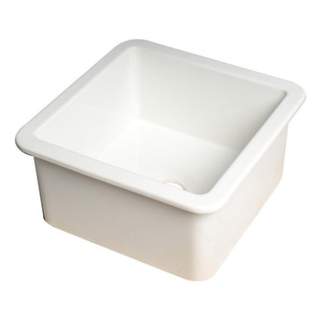 White Square 18" x 18" Undermount / Drop In Fireclay Prep Sink