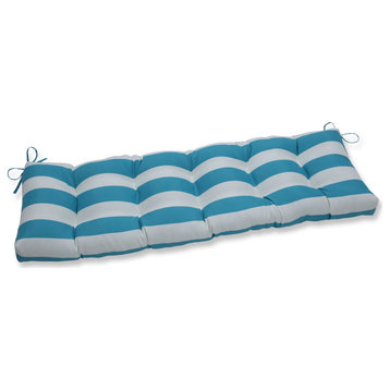 Cabana Stripe Turquoise 56x18" Outdoor Tufted Bench/Swing Cushion