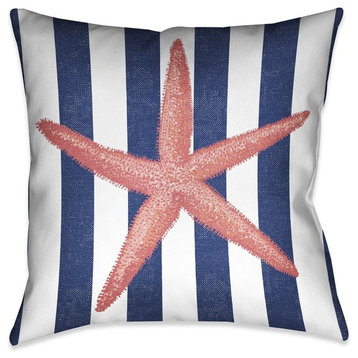 Laural Home Starfish Stripe Outdoor Decorative Pillow, 20"x20"