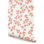 Accentuwall - Branch Flower Peel and Stick Vinyl Wallpaper, Orange, 24"w X 60"h - Branch Flower peel & stick vinyl wallpaper. This re-positionable wallpaper is designed and made in our studios in New Jersey. The designs are printed onto an adhesive backed vinyl that can be removed, repositioned and reused over and over again. They do not leave any residue on your walls and are ideal for DIY room makeovers without the mess and headaches of traditional wallpaper.