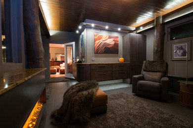 Inspiration for a modern home theater remodel in Philadelphia