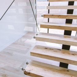 Bleached Southern Pecan stairs. - Wood Flooring