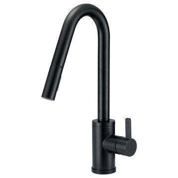 Amalfi Single Handle Pull-Down Kitchen Faucet w/ SnapBack Retraction Satin Black