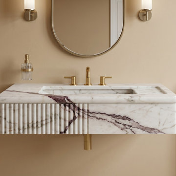 Bespoke Calacatta Viola Floating Marble Sinks | Luxury Bathroom Vanity