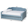 Baxton Studio Freda Light Blue Velvet Tufted Queen Size Wood Daybed with Trundle