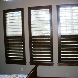 Custom Frame and Custom Color Knotty Alder Shutters - Interior Shutters