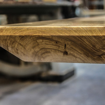 Elm Dining Table with Walnut Legs
