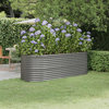 vidaXL Raised Garden Bed Outdoor Raised Flower Bed Galvanized Steel Planter Gray