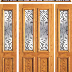 Prehung Mahogany Twin Lite Home Two Sidelites Transom Door - Front Doors