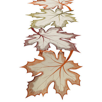 DII Embroidered Maple Leaves Table Runner