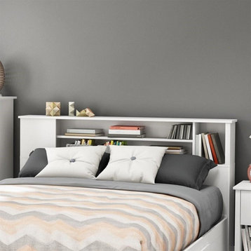 South Shore Fusion Wood Full Queen Bookcase Headboard in White