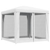 vidaXL Party Tent Outdoor Canopy Tent Gazebo Marquee with 4 Mesh Sidewalls White