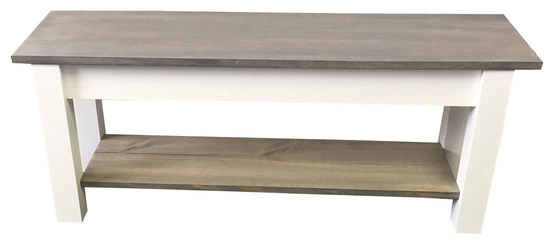 Cottage Bench With Shelf, 60