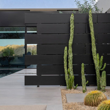 Bighorn Palm Desert modern architectural home front door landscaping