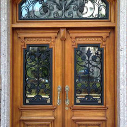 Standard Wrought Iron Double with Transom - Front Doors