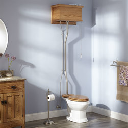 Golden Oak High Tank Pull Chain Water Closet with Elongated Victorian Bowl - Toilets