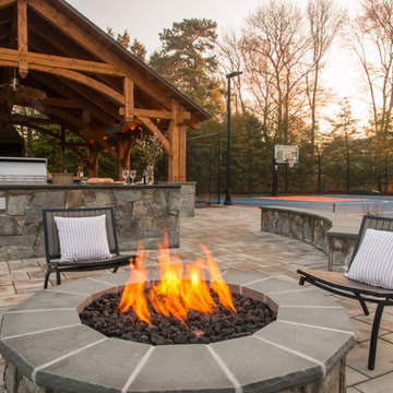 Timber Frame Outdoor Kitchen, Dining & Family Room