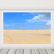 Wind turbines on sand dunes. Galinhos - RN, Brazil. Downloadable Instan