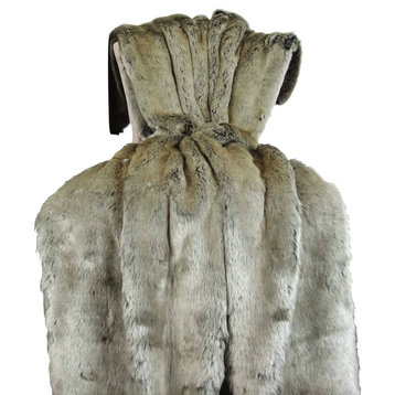 Plutus Tissavel Gray Faux Fur Handmade Bedspread, 114"x120"