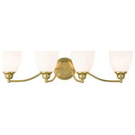 Livex Lighting - Livex Lighting 13674-02 Somerville - Four Light Bath Vanity - Mounting Direction: Up/Down  ShSomerville Four Ligh Polished Brass Satin *UL Approved: YES Energy Star Qualified: n/a ADA Certified: n/a  *Number of Lights: Lamp: 4-*Wattage:100w Medium Base bulb(s) *Bulb Included:No *Bulb Type:Medium Base *Finish Type:Polished Brass