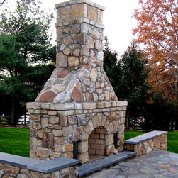 Outdoor Masonry Stone Fireplace - Outdoor Fireplaces