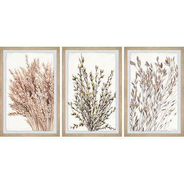 Dried Wheat Triptych, 36"x18"