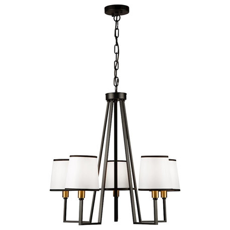 Artcraft Coco 5 Light Chandelier, Black/Gold/White, SC13345BK