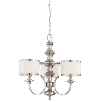 Candice 3 Light - Chandelier With Pleated White Shades