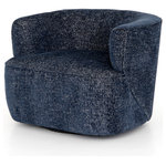 Four Hands - Mila Swivel Chair-Comal Azure - Sultry and sensible. Performance-grade upholstery of textural blue hugs the curves of modern-minded seating, with a hidden swivel for a functional touch. Performance fabrics are specially created to withstand spills, stains, high traffic and wear, ensuring long-term comfort and unmatched durability.