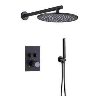 Juno Black Square 16 Inches Water Rainfall Shower Head with Mixer