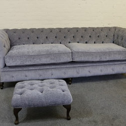 Handmade Grey Chenille Essex Chesterfield Sofa Available in 16 Colours - Sofas