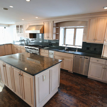 Maple whitewash refinished in Pure White & Blue