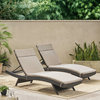 GDF Studio Aloha Outdoor Wicker Adjustable Chaise Lounge With Cushions, Set of 2