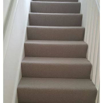 Brown Carpet Installation to Stairs