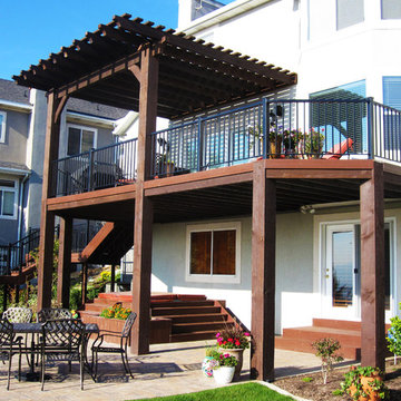 Timber Frame Deck, Stairs and Attached Pergola