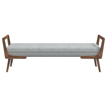 Catania Mid-Century Modern Rectangular Fabric Upholstered Bench in Gray