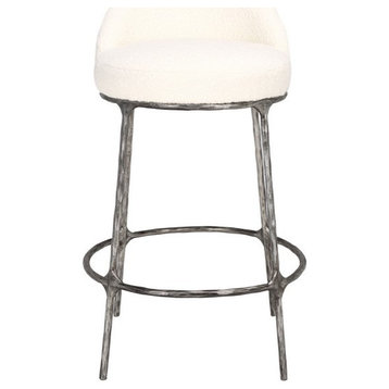 Safavieh Couture Woodsen Boucle Counterstool, Ivory/Black
