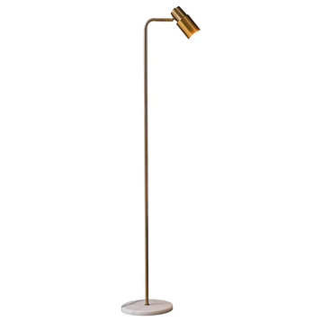 Dallenwil | Minimalistic Gold Floor Lamp with Marble Base, Black
