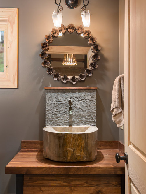 Rustic Powder Room Design Ideas, Remodels & Photos