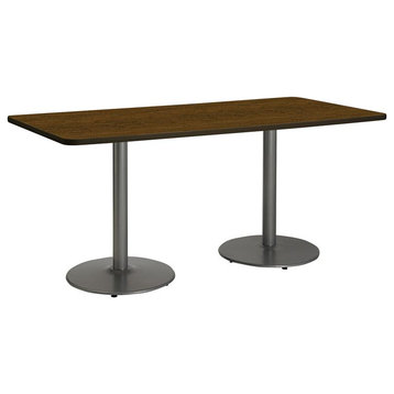 KFI 30" x 72" Conference Table - Walnut Top - Round Silver Base