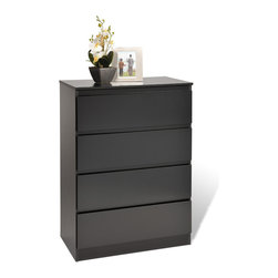 Prepac Avanti Four Drawer Chest in Black - Dressers