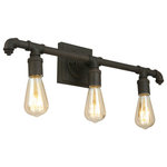 EGLO - Wymer 3-Light Bath Vanity Light, Matte Bronze - The Wymer  3 light Bathroom Vanity Light by Eglo is perfect for  modern vintage or industrial decor. With the metal frame finished in a matte bronze, creating bold contrast and the use of vintage bulbs make this vanity light the perfect addition to your bath area