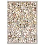 Nourison - Nourison Juniper Colorful Ivory/Multi 5' x 7' Area Rug - The pure elegance of a white background gives this floral, Persian-inspired Juniper area rug its special appeal. Its charming tulip border encloses a garden of lyrical vines and imaginative blossoms in soft, transitional, multi-color tones. A versatile choice for traditional, contemporary, or modern farmhouse decor.