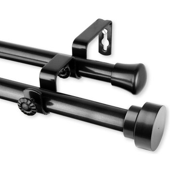 Topper Double Curtain Rod, Black, 120-170"